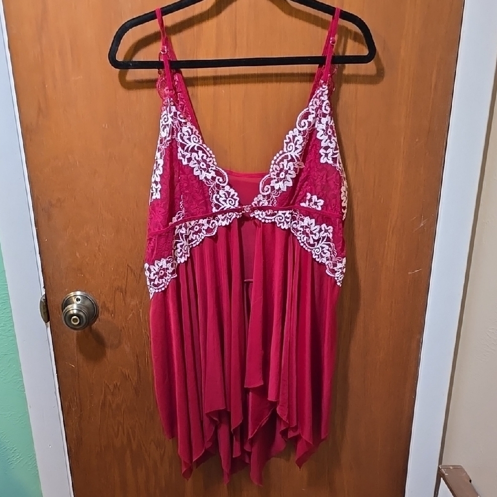 SheIn Lace Red and White Chemise